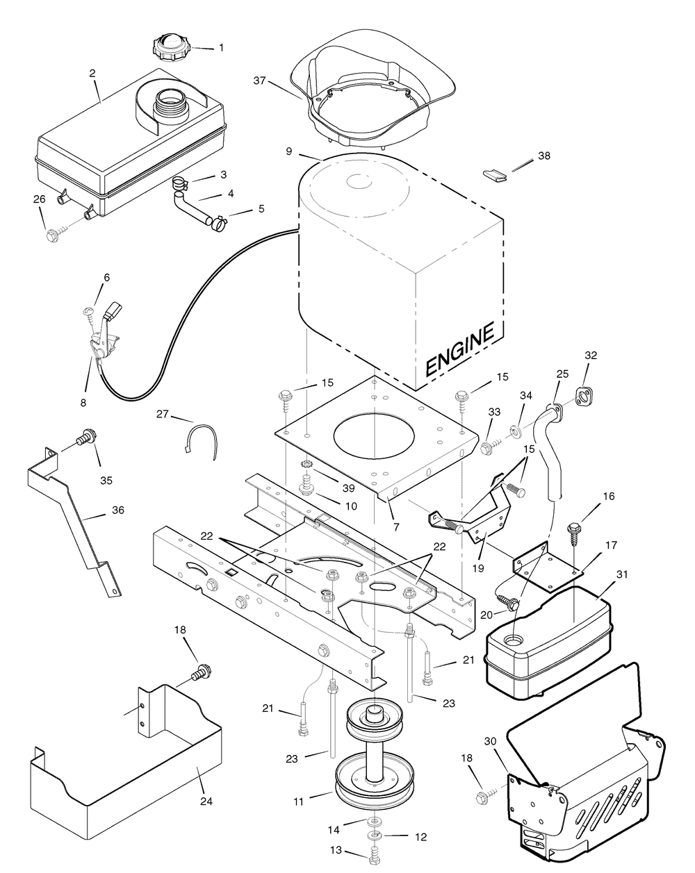 Engine Mount Diagram and Parts List for 7800280-405628X114 2008 Briggs and Stratton Lawn Tractor
